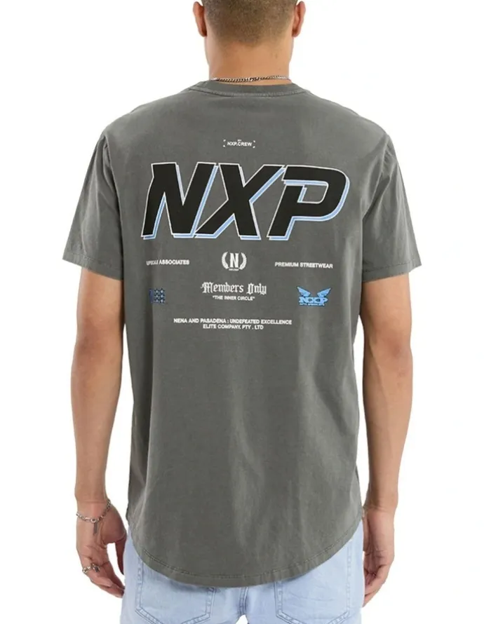 Nena & Pasadena All For One Dual Curved Tee in Grey