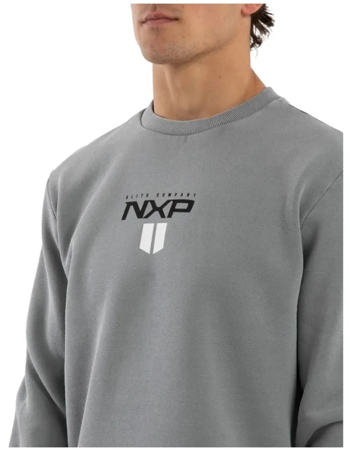 Nena & Pasadena Crew Dual Curved Sweater in Grey