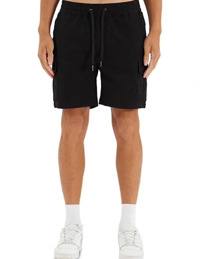 Nena & Pasadena S150 Slim Stretch Cargo Short in Black