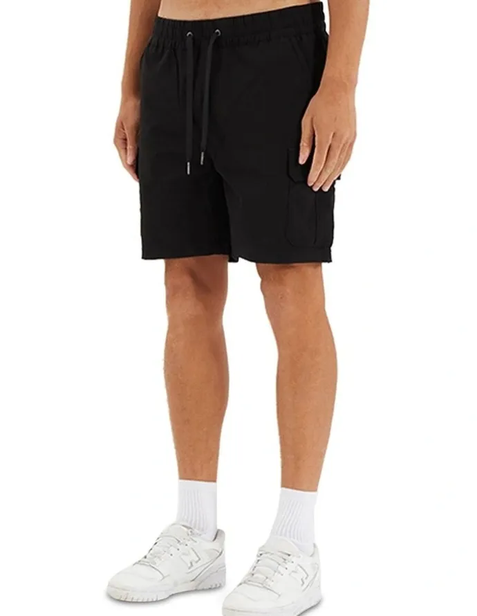 Nena & Pasadena S150 Slim Stretch Cargo Short in Black