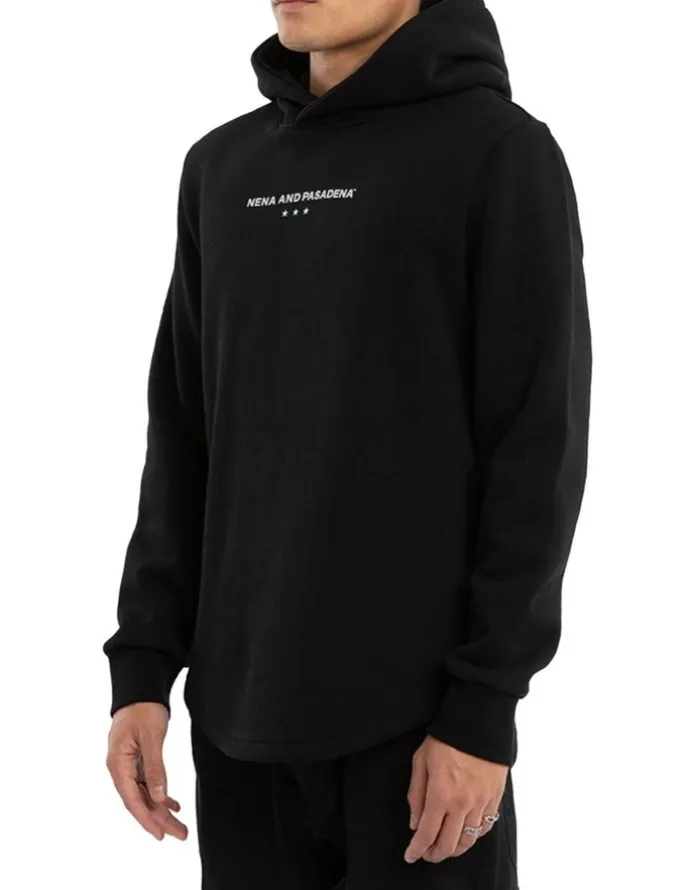 Nena & Pasadena Unleash Dual Curved Hoodie in Black