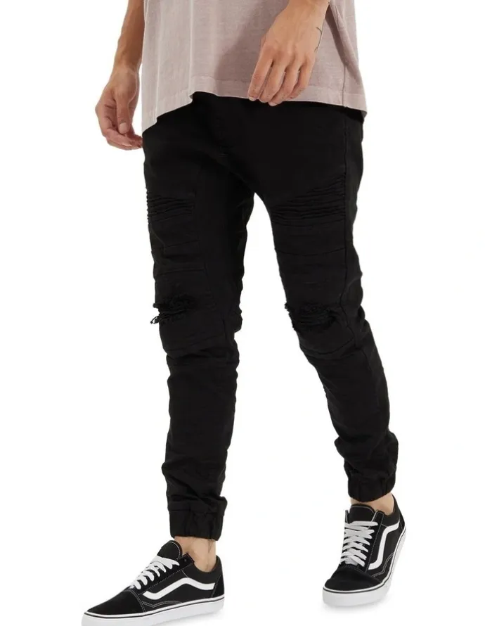Nena & Pasadena Viper Denim Jogger in Black