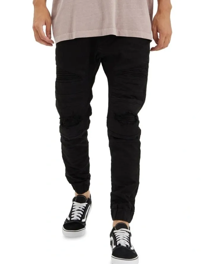 Nena & Pasadena Viper Denim Jogger in Black