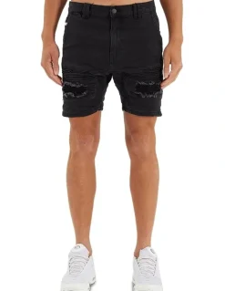 Nena & Pasadena Viper Denim Short in Black