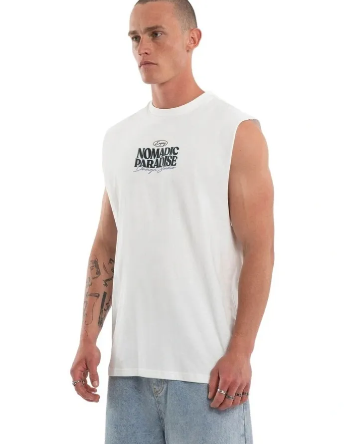 Nomadic Paradise Enjoy Relaxed Muscle T-shirt in White