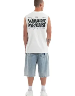 Nomadic Paradise Enjoy Relaxed Muscle T-shirt in White