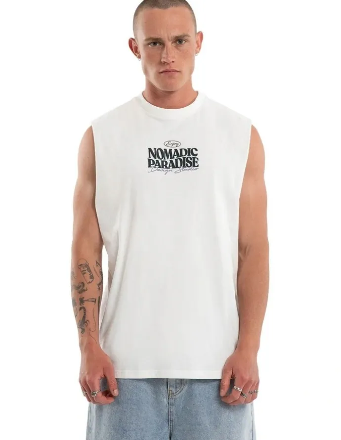 Nomadic Paradise Enjoy Relaxed Muscle T-shirt in White