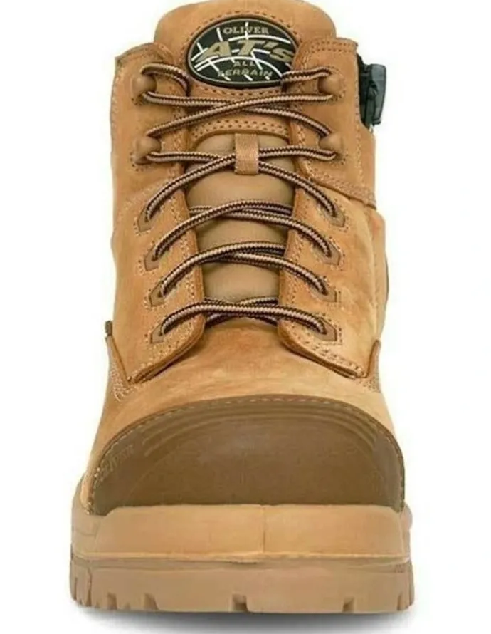 Oliver Zip Sided Composite Safety Toe AT 45650Z Work Boots 130mm in Stone