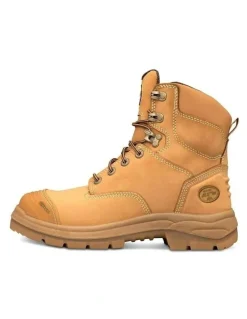 Oliver Zip Sided Safety Steel Toe AT 55332Z Work Boots 150mm in Wheat
