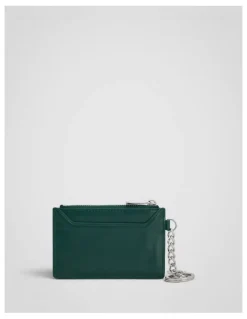 Oroton Jordan Crackle Zip Wallet Keyring in Emerald