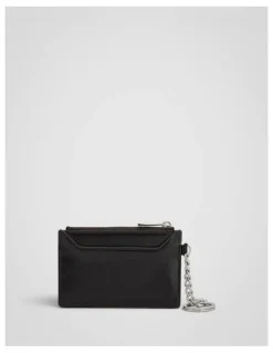 Oroton Jordan Crackle Zip Wallet Keyring in Dark Chocolate
