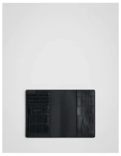Oroton Jordan Texture Passport Holder in Black