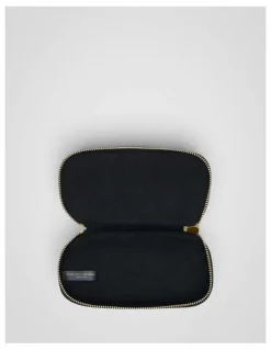 Oroton Jordan Texture Zip Sunglasses Case in Black