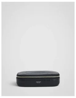 Oroton Jordan Texture Zip Sunglasses Case in Black