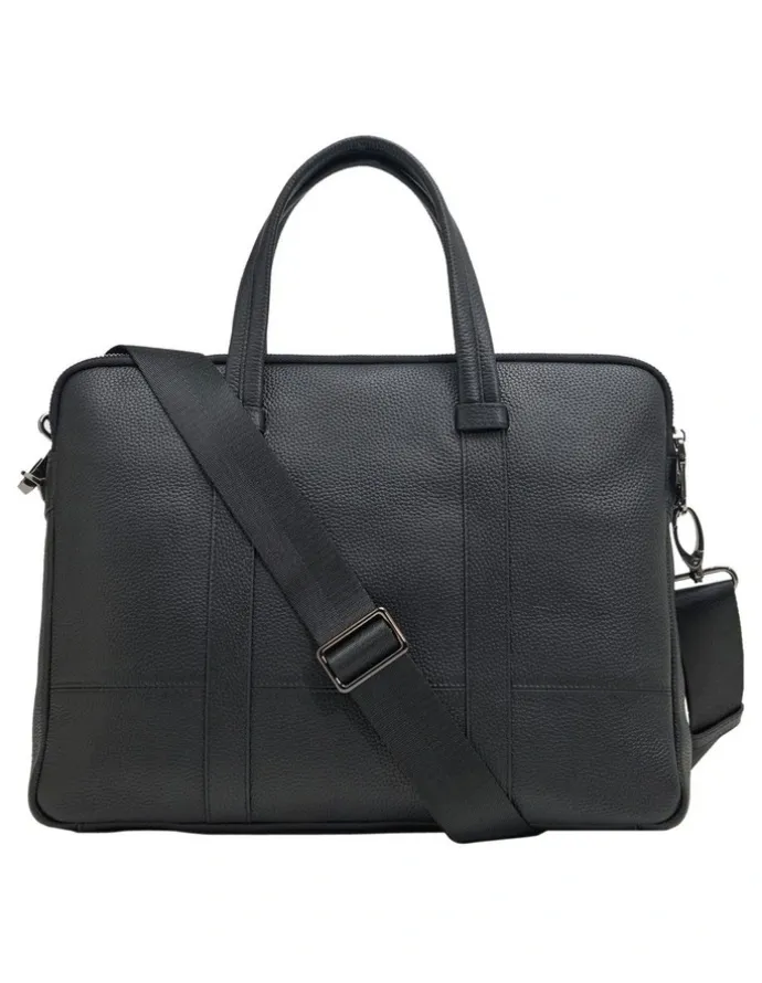 Oxford Atlas Leather Business Laptop Bag in Black