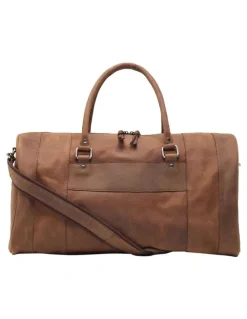 Oxford Barton Leather Overnighter in Vintage in Brown
