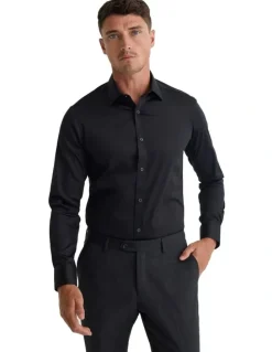 Oxford Beckton Comfort Slim Fit Shirt in Black