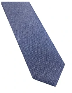 Oxford Bertram Silk Tie 7cm in Silver/Navy