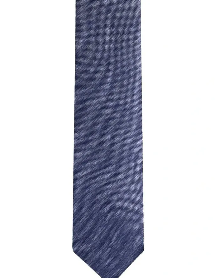 Oxford Bertram Silk Tie 7cm in Silver/Navy