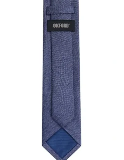 Oxford Bertram Silk Tie 7cm in Silver/Navy