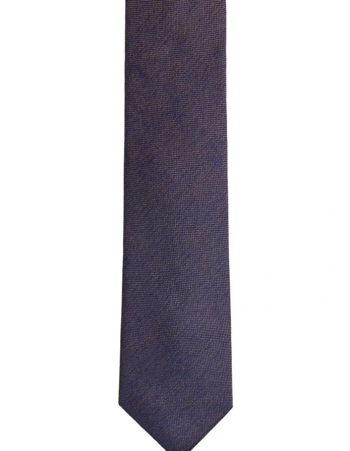 Oxford Bertram Silk Tie 7cm in Orange/Navy