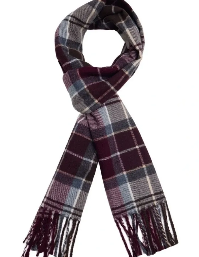 Oxford Brooks Wool Check Scarf in Brown Multi