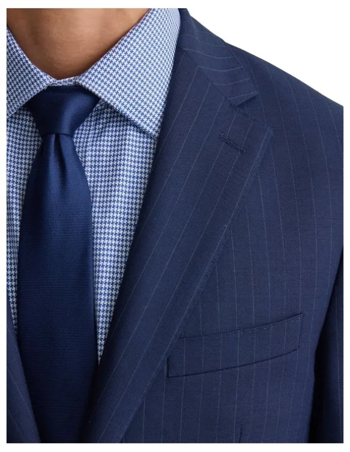Oxford Bryon Luxury Half Canvas Suit Jacket in Navy Pinstripe