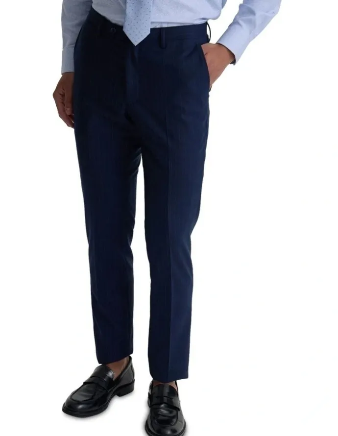 Oxford Bryon Luxury Suit Trousers in Navy Pinstripe
