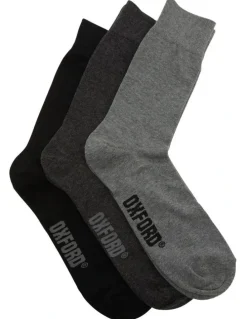 Oxford Business Socks 3 Pack in Black/Charcoal/Grey