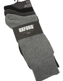 Oxford Business Socks 3 Pack in Black/Charcoal/Grey