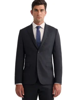 Oxford Byron Wool Suit Jacket in Charcoal