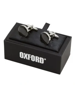 Oxford Dark Circle Cuff Link in Silver