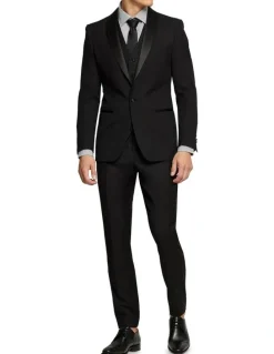 Oxford Dinner Suit Jacket With Shawl Neck in Black