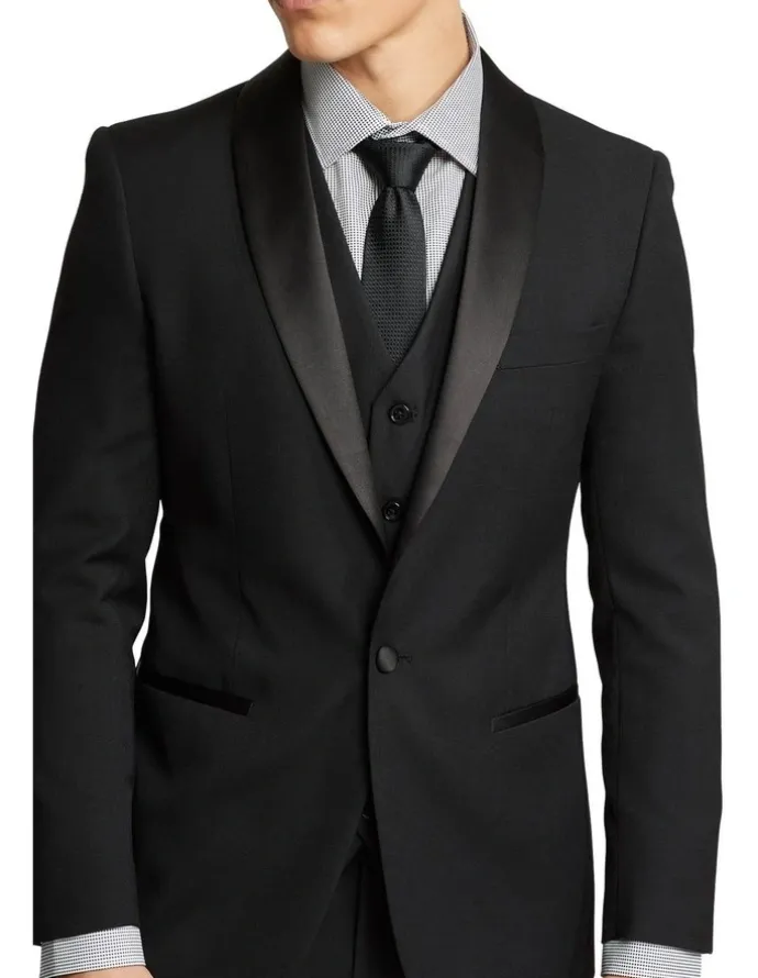 Oxford Dinner Suit Jacket With Shawl Neck in Black