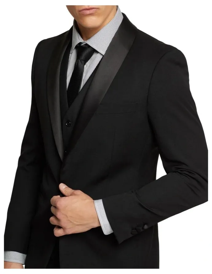 Oxford Dinner Suit Jacket With Shawl Neck in Black