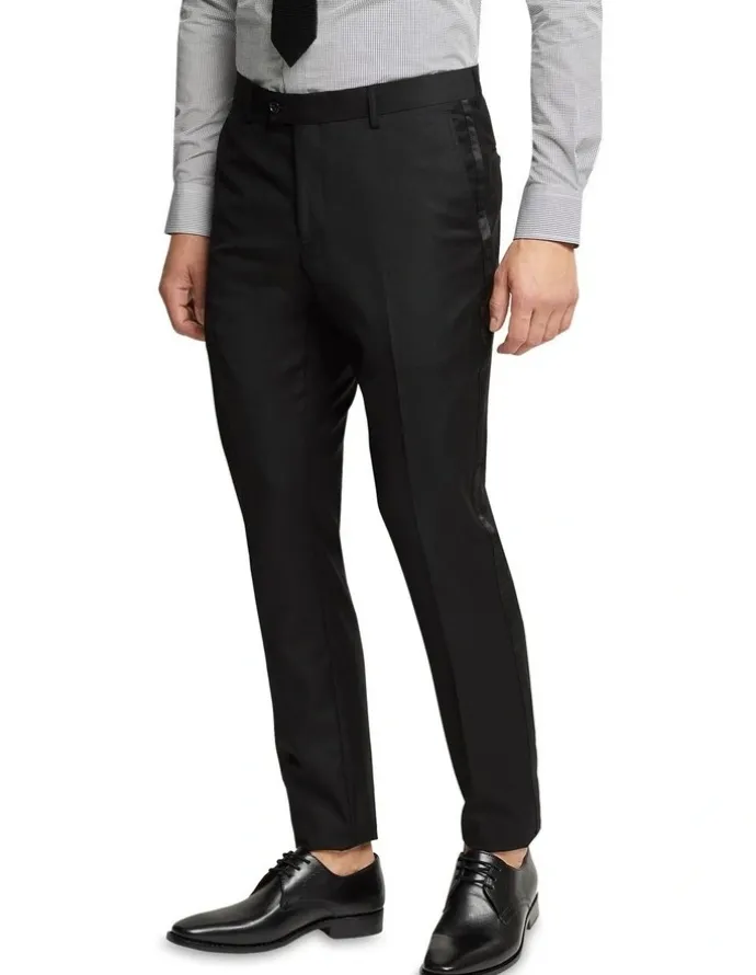 Oxford Dinner Suit Trousers with Side Tape in Black
