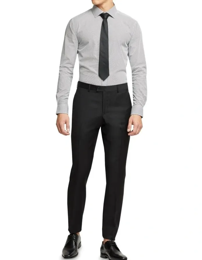 Oxford Dinner Suit Trousers with Side Tape in Black