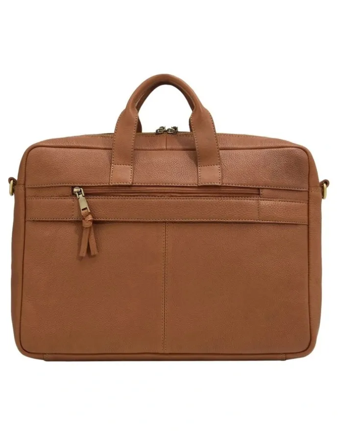 Oxford Duke Leather Laptop Bag in Cognac