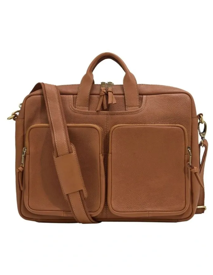 Oxford Duke Leather Laptop Bag in Cognac