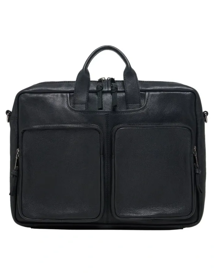 Oxford Duke Leather Laptop Bag in Black