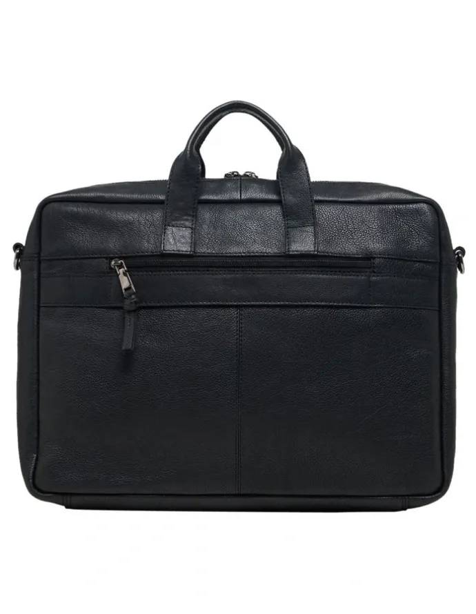Oxford Duke Leather Laptop Bag in Black