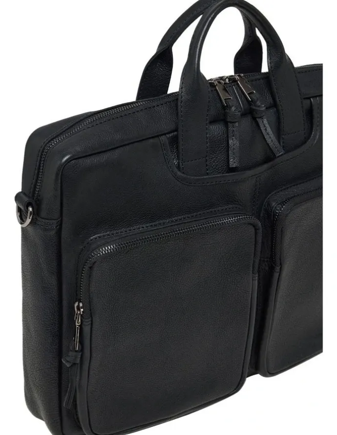 Oxford Duke Leather Laptop Bag in Black