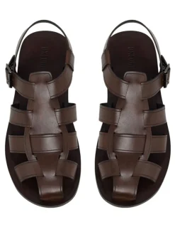 Oxford Ellas Leather Sandal in Dark Brown