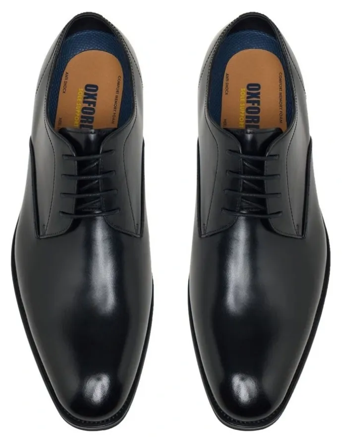 Oxford Ezra Lace Up Leather Derby Shoe in Black