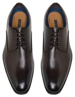 Oxford Ezra Lace Up Leather Derby Shoes in Dark Brown