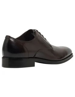 Oxford Ezra Lace Up Leather Derby Shoes in Dark Brown