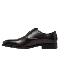 Oxford Ezra Lace Up Leather Derby Shoes in Dark Brown
