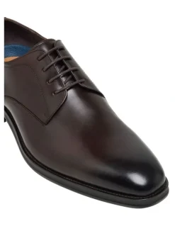Oxford Ezra Lace Up Leather Derby Shoes in Dark Brown