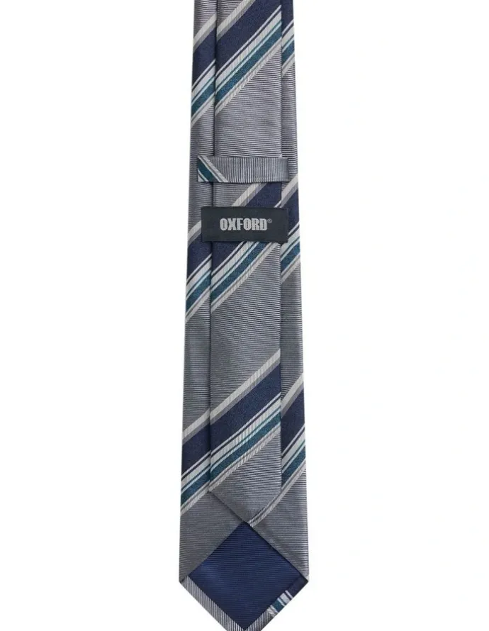 Oxford Granger Stripe Tie 7cm in Grey