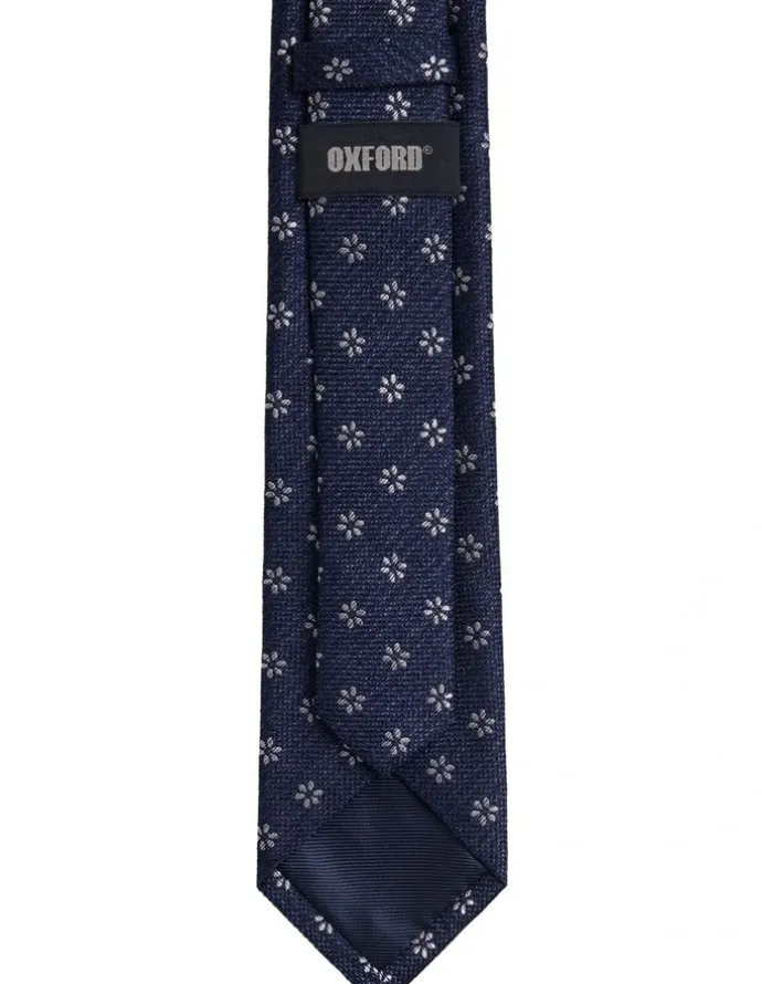 Oxford Isaac Ditsy Silk/Wool Tie 7cm in Navy